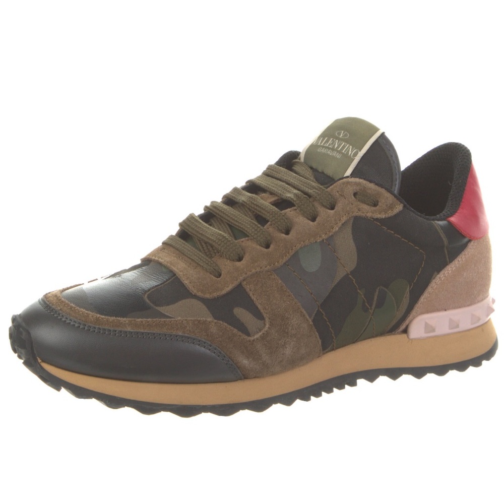 VALENTINO Rockstud Accents Camo Printed Sneakers Shoes